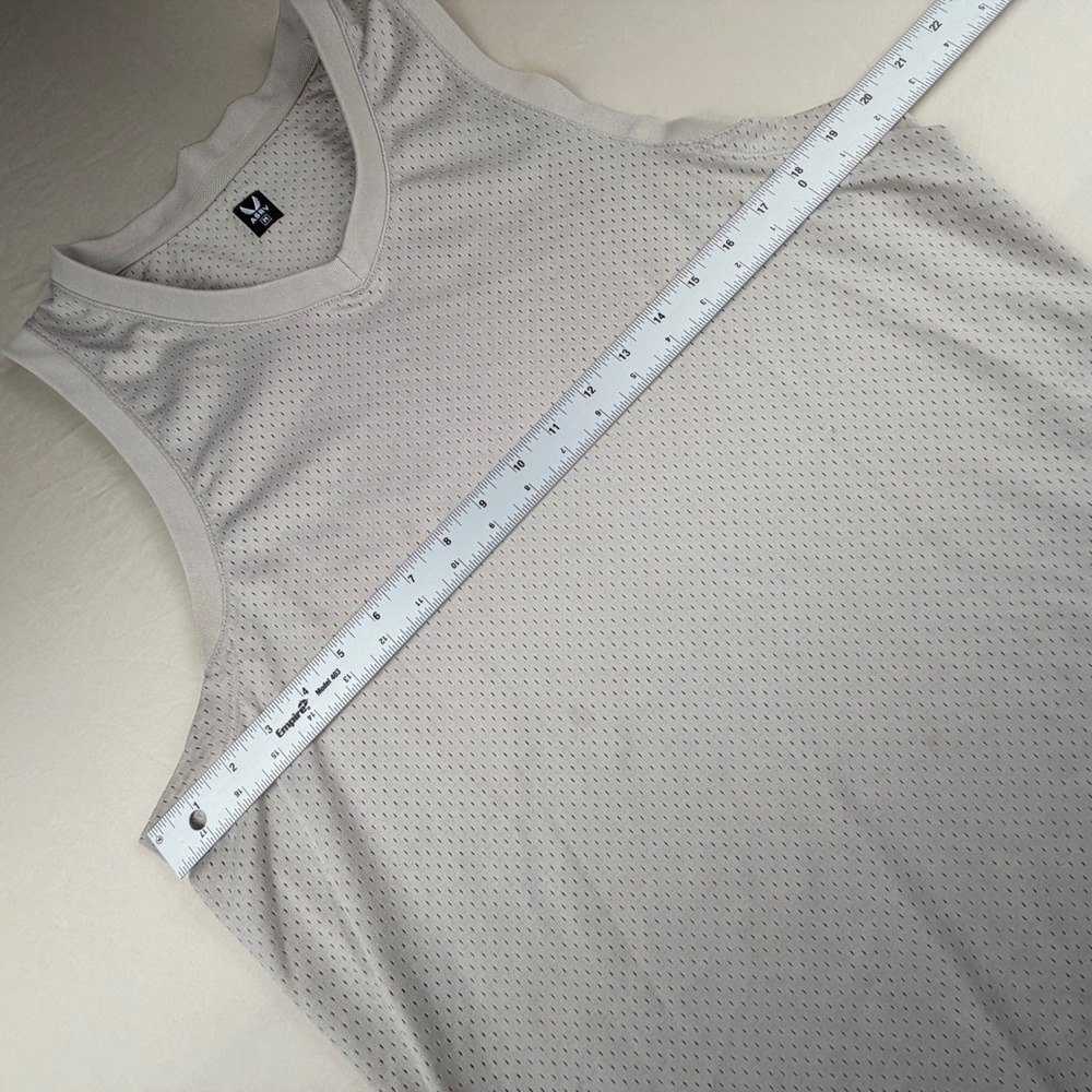ASRV Mesh Jersey Tank Top Mens Medium Light Gray Solid Breathable STRETCH - Picture 6 of 7
